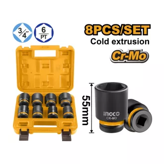   INGCO Sada skľučovacích hlavíc 8 dielna 3/4" 26-38 mm CrMo