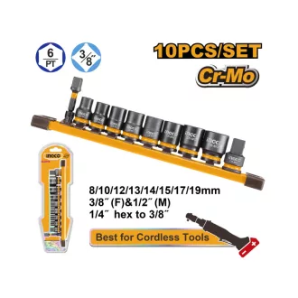   INGCO Sada nástrčných kľúčov 10 dielna 3/8" 8-19 mm CrMo