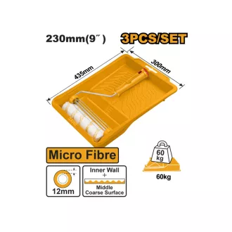   INGCO Mikrovláknový set maľovacích valčekov 3-dielny 230 x 12 x 6 mm