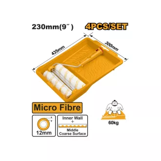   INGCO Sada mikrovláknových maľovacích valčekov 4 dielna 230 x 12 x 6 mm