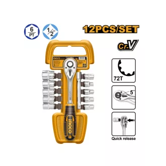   INGCO Sada dutinových kľúčov 12 kusov 1/2" 10-24 mm CrV