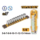 INGCO Sada skľučovacích kľúčov 10 kusov 1/4" 5-14 mm CrV