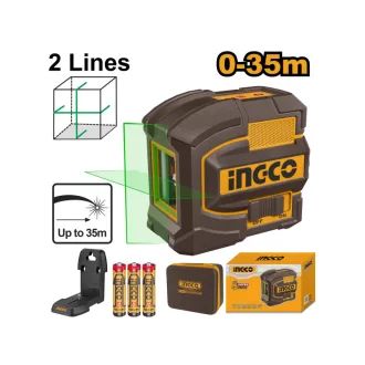 INGCO Križový laser 3 x AA zelený