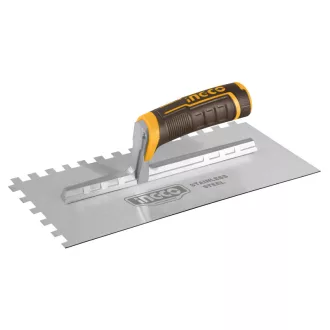   INGCO Hladká špachtľa 130 x 280 mm inox 10 x 10 mm mäkký držiak
