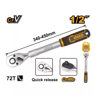INGCO Rátka 1/2" 340-450 mm 72T teleskopická CrV