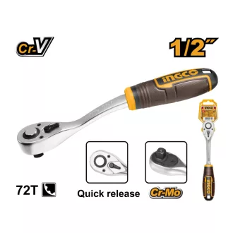   INGCO Rátajúci hriadeľ 1/2" 255 mm 72T zakrivený CrV