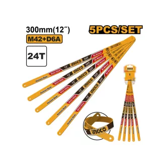   INGCO Ručná kovová píla 300 / 12 mm 24 TPI bimetál (5 ks)