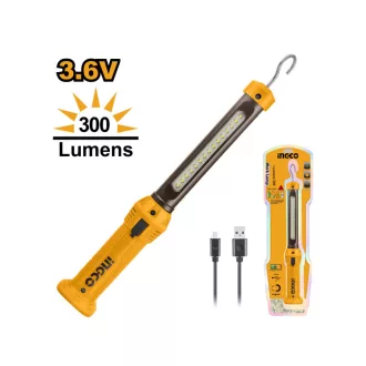   INGCO Akumulátorová LED lampa 300 lm 3,6 V (USB-C nabíjačka)