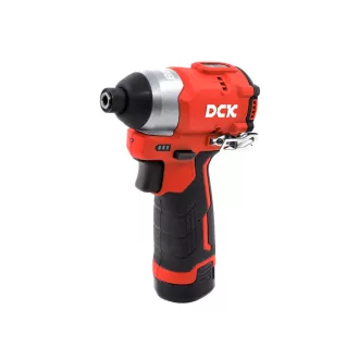   DCK Akumulátorový rázový skrutkovač 1/4" 140 Nm bez uhlíkov 12 V (2 x 2,0 Ah batéria + nabíjačka)