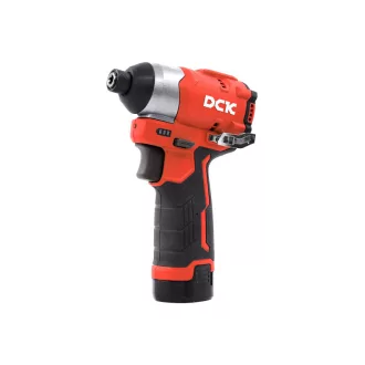   DCK Akumulátorový rázový skrutkovač 1/4" 140 Nm bez uhlíkov 12 V (2 x 2,0 Ah batéria + nabíjačka)