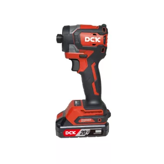   DCK Bezuhlíkový akumulátorový impaktný skrutkovač 1/4" 208 Nm 20 V (2 x 4,0 Ah batéria + nabíjačka)