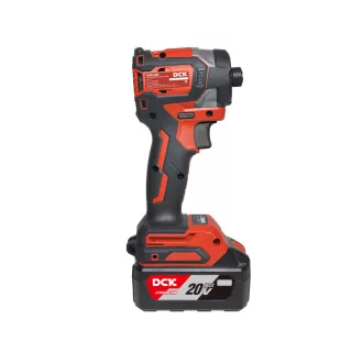   DCK Bezuhlíkový akumulátorový impaktný skrutkovač 1/4" 208 Nm 20 V (2 x 4,0 Ah batéria + nabíjačka)