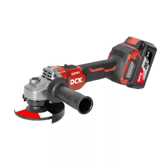   DCK Odľahčená akumulátorová uhlová brúska 125 mm bez uhlíkových kefiek 20 V (2 x 4,0 Ah akumulátory + nabíjačka)