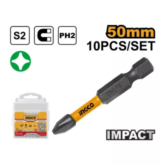 INGCO Impact bitový nástavec PH2 x 50 mm (10 ks)