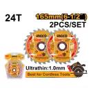 INGCO Pílový kotúč na drevo 165 x 20 x 1,0 mm / 24T (2 ks)