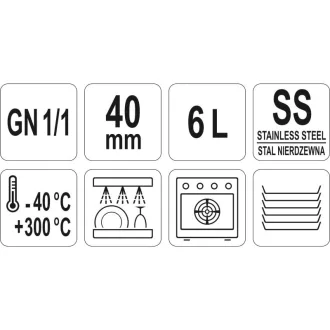 YATO GASTRO Inox vložka 40 mm GN 1/1