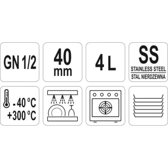 YATO GASTRO Inox vložka 40 mm GN 1/2