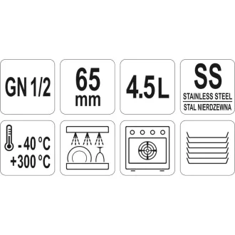 YATO GASTRO Inox vložka 65 mm GN 1/2