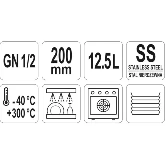 YATO GASTRO Inox vložka 200 mm GN 1/2