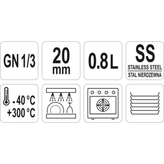 YATO GASTRO Inox vložka 20 mm GN 1/3