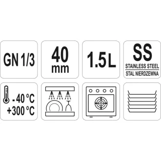 YATO GASTRO Inox vložka 40 mm GN 1/3