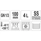 YATO GASTRO Inox vložka 100 mm GN 1/3