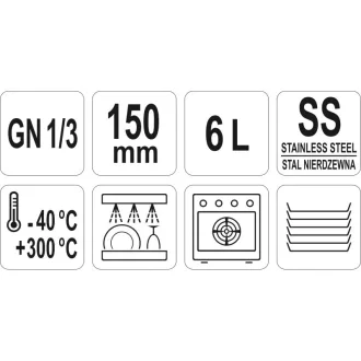 YATO GASTRO Inox vložka 150 mm GN 1/3