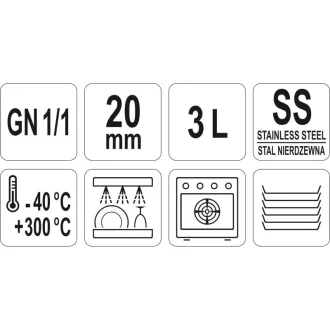 YATO GASTRO Inox vložka 20 mm GN 1/1