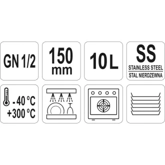YATO GASTRO Inox vložka 150 mm GN 1/2