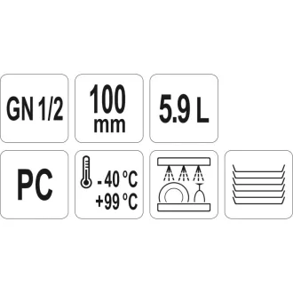 YATO GASTRO Vložka plastová 100 mm GN 1/2