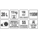 Hnetač YATO GASTRO 20 litrov 1100 W