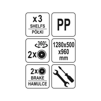 YATO GASTRO Vozík na potraviny s 3 policami, plast
