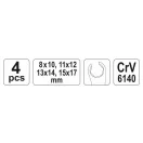 YATO Sada kľúčov na brzdové potrubie 4 diely 8-17 mm CrV 6140