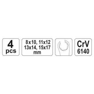   YATO Sada kľúčov na brzdové potrubie 4 diely 8-17 mm CrV 6140