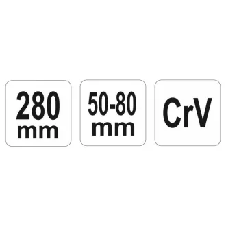 YATO Nastaviteľný kľúč 50-80 mm / 280 mm CrV