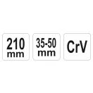 YATO Nastaviteľný skrutkový kľúč 35-50 mm / 210 mm CrV