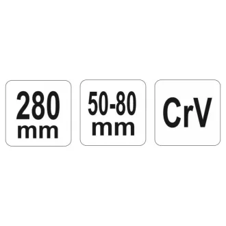 YATO Nastaviteľný skrutkový kľúč 50-80 mm / 280 mm CrV