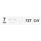 YATO Hviezdicový klúč s račnou 7 mm / 130 mm 72T CrV