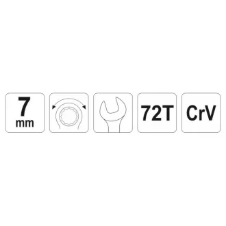 YATO Hviezdicový klúč s račnou 7 mm / 130 mm 72T CrV