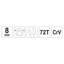 YATO Ráčnový kľúč 8 mm / 141 mm 72T CrV