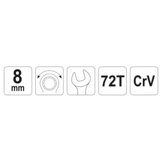 YATO Ráčnový kľúč 8 mm / 141 mm 72T CrV