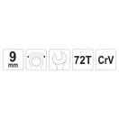 YATO Skľučovací kľúč s hviezdou 9 mm / 151 mm 72T CrV