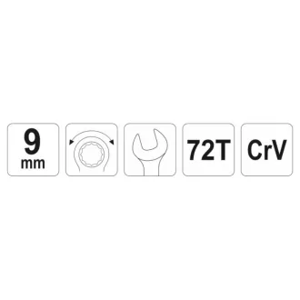 YATO Skľučovací kľúč s hviezdou 9 mm / 151 mm 72T CrV