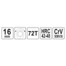 YATO Hviezdny kľúč s račňou 16 mm / 195 mm CrV