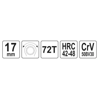 YATO Hviezdicový kľúč s račňou 17 mm / 225 mm CrV