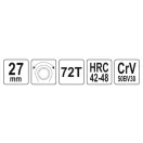 YATO Hviezdový kľúč s račňou 27 mm / 280 mm CrV