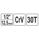 YATO Ráčnový hnací hriadeľ pre 1/2" 30T stupňový kľúč na chladič CrV