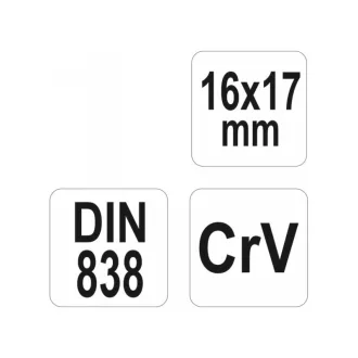 YATO Ohnutý kľúč s hviezdicou 16 x 17 mm CrV