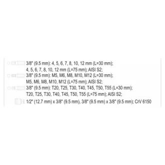   YATO Sada bitov Torx a imbus 40 kusov (1/2"-3/8" H4-H12, M5-M12, T20-T55)
