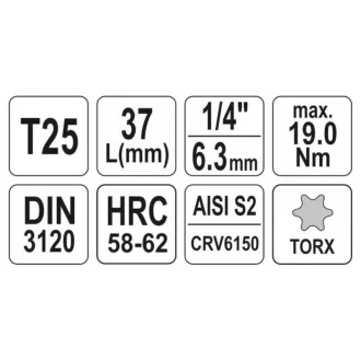 YATO nástrčný kľúč Torx 1/4" T25 CrV